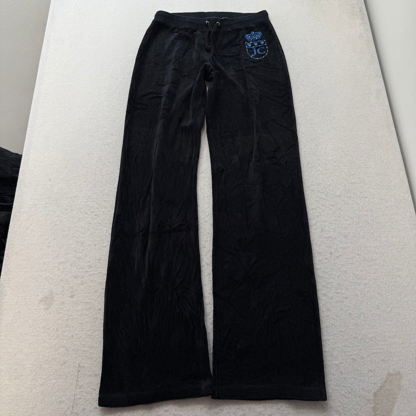 Vintage Juicy Couture Womens Black Velour Tracksuit Set Hoodie & Pant Y2k Size S