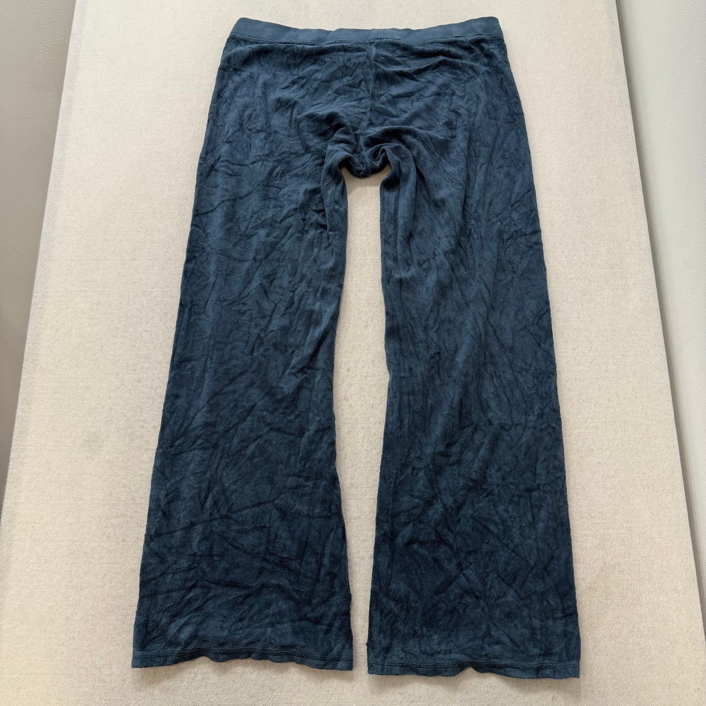 Juicy Couture Women's Slate Blue Terrycloth Flared Track Pant Loungewear Size XL