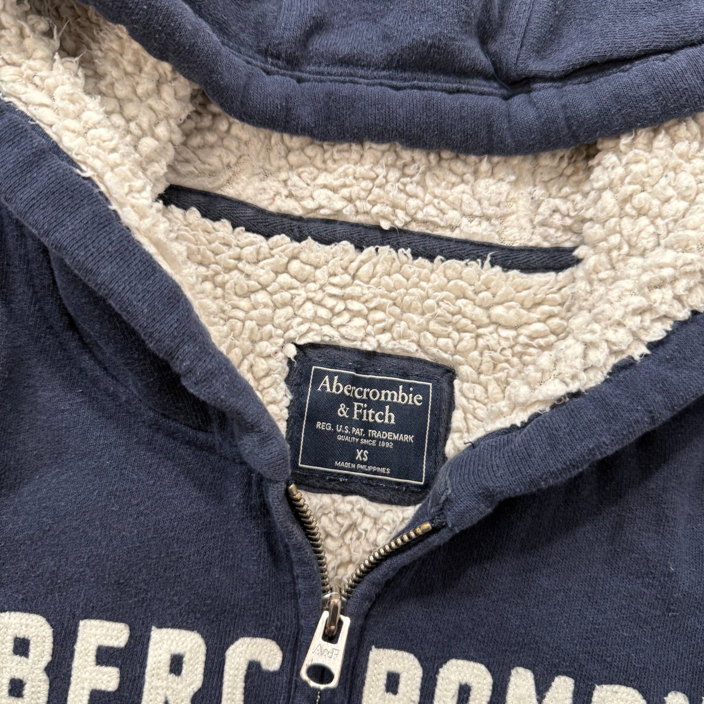 Abercrombie & Fitch Co. Mens Navy Full Zip Fleece Hoodie Loungewear Logo Size XS