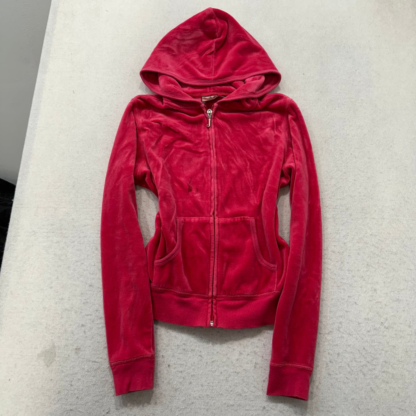 Vintage Juicy Couture Scottie Dogs Women's Hot Pink Velour Zip-Up Hoodie Size S