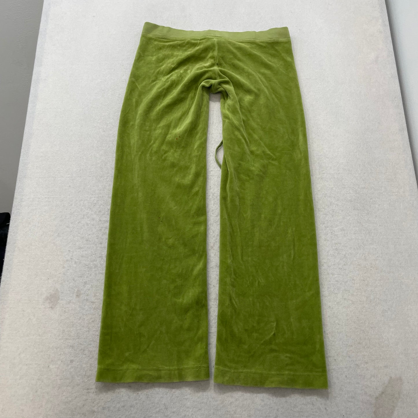 Juicy Couture Women's Apple Green Velour Flare Track Pant Rhinestone Logo Size P