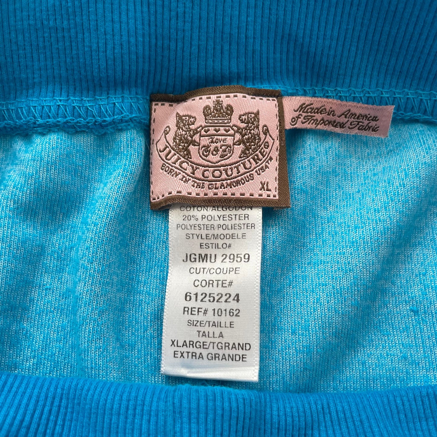Juicy Couture Womens Bright Blue Velour Flared Leg Track Pant Drawstring Size XL