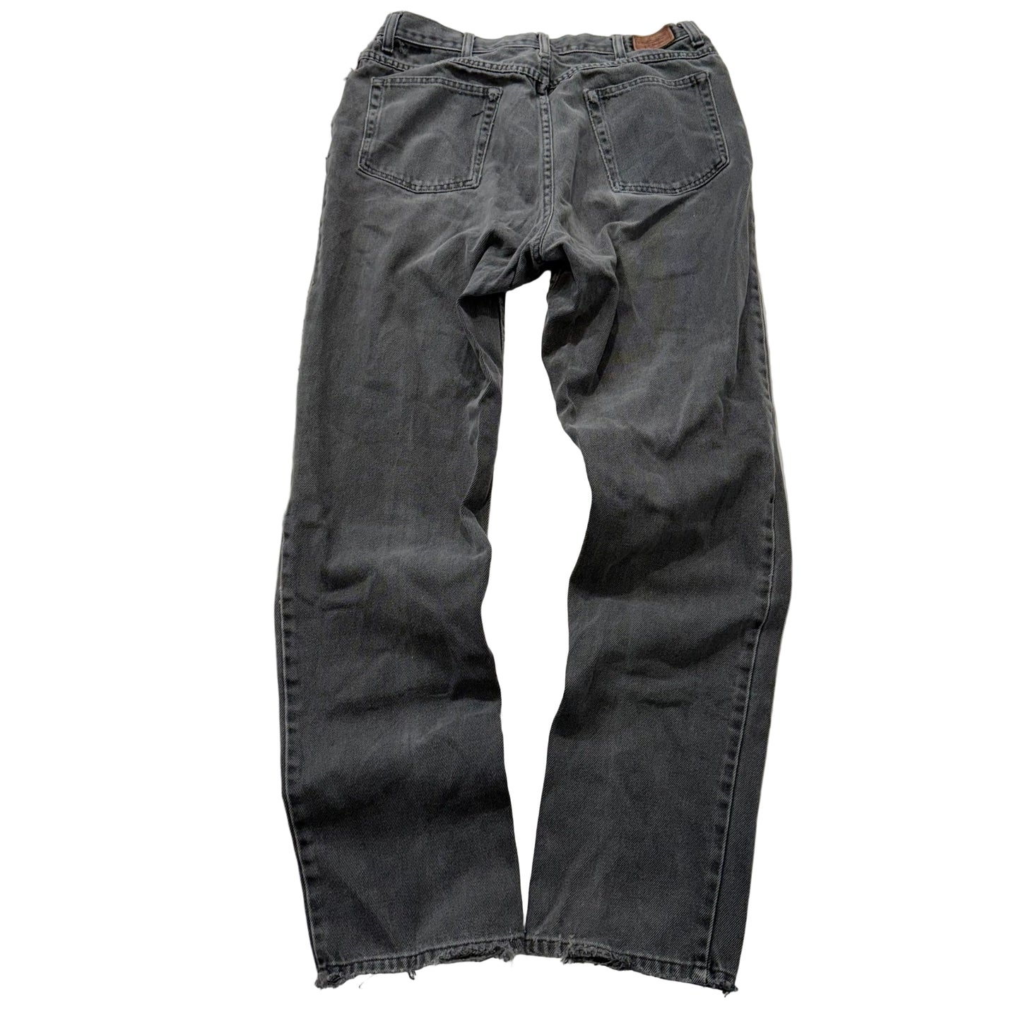 L.L.Bean Men's Washed Gray Denim Classic Fit Straight Leg Jeans Raw Hem Size 34