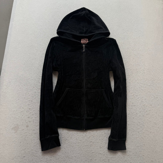 Vintage Juicy Couture Her Royal Couture Womens Black Velour Hoodie & Pant Size S