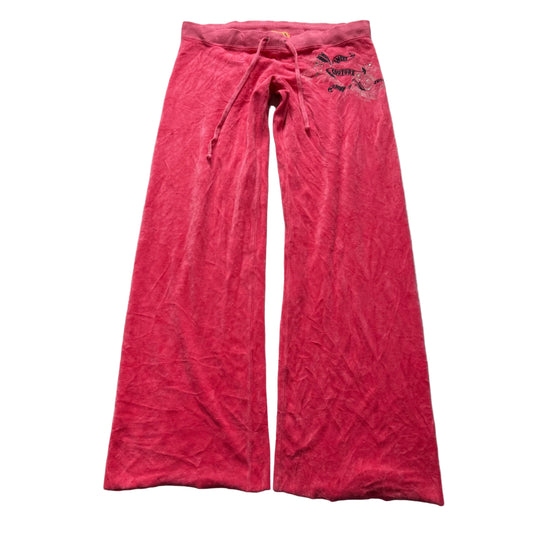 2003 Juicy Couture Sweet Couture O’Mine Hot Pink Velour Flared Track Pant Size S