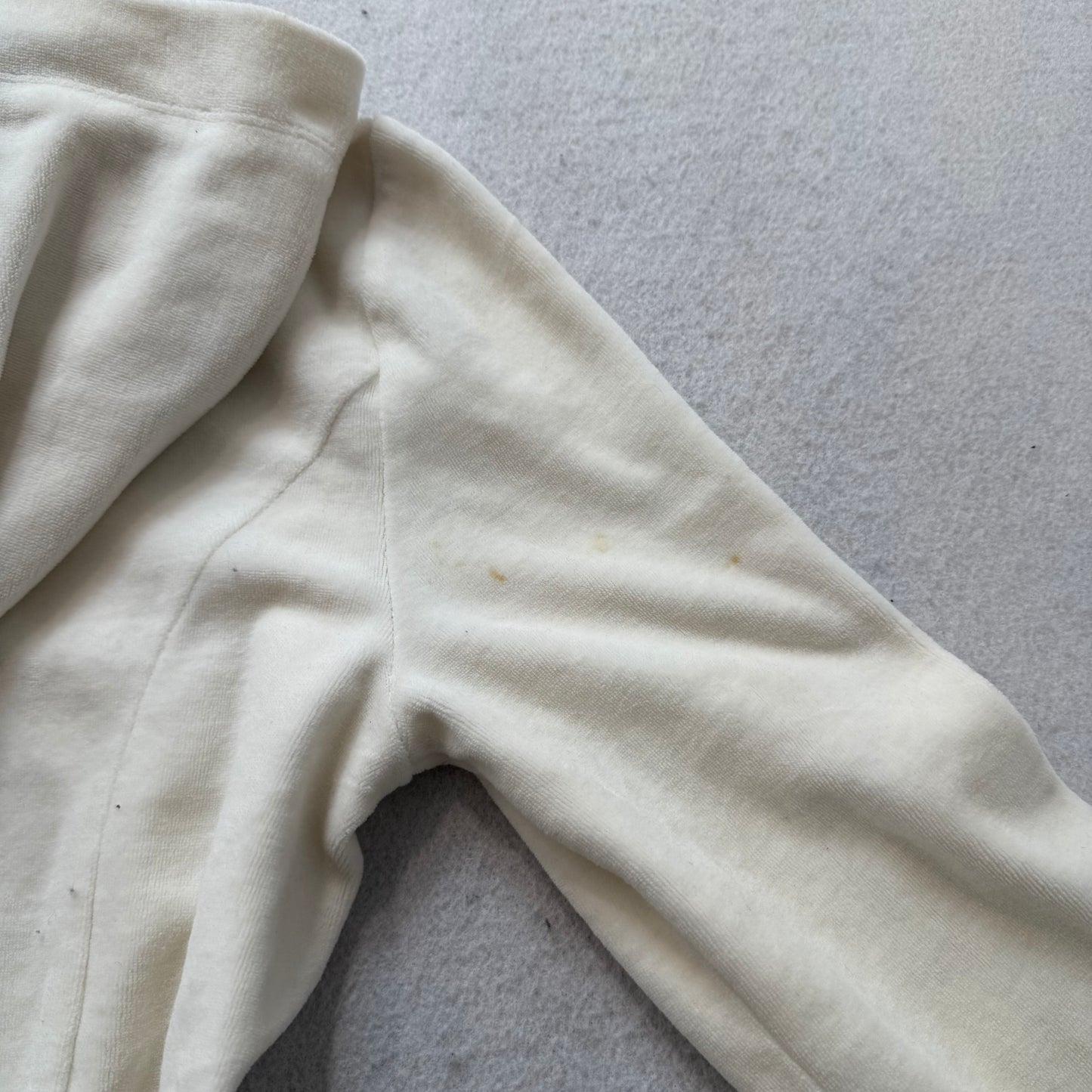 Bebe Women Cream Velour Full Zip Long Hoodie Drawstring Waist Pocket Y2k Size XS