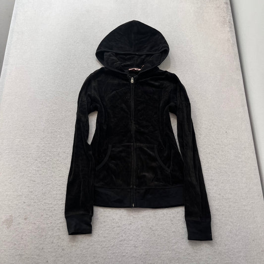 Vintage Juicy Couture Scottie Dogs Womens Black Velour Tracksuit Set Logo Size S