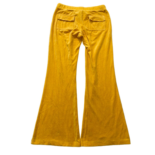Vintage Juicy Couture Women's Mustard Yellow Flare Track Pant Flap Pocket Size L