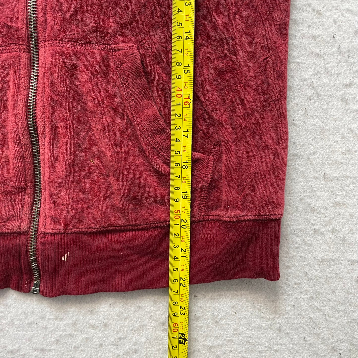 Hollister Women Maroon Velour Zip-Up Hoodie Long Sleeve Pocket Loungewear Size M