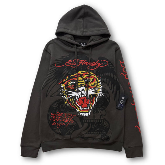 ED HARDY “Tiger Roar” CHARCOAL PULLOVER HOODIE