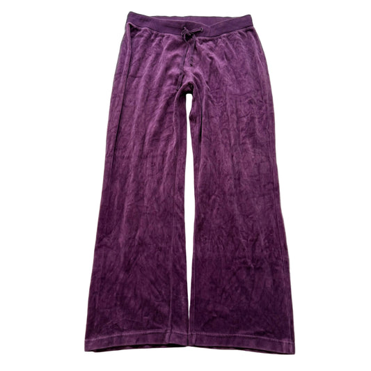 Vintage Juicy Couture Women's Purple Velour Flared Track Pants Drawstring Size L