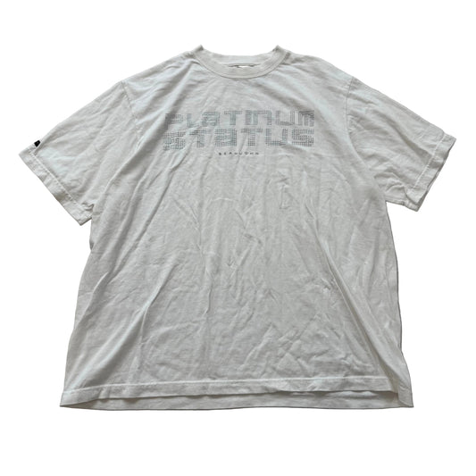 Sean John Platinum Status Men's White Cotton T-Shirt Rhinestone Crew Tee Size XL