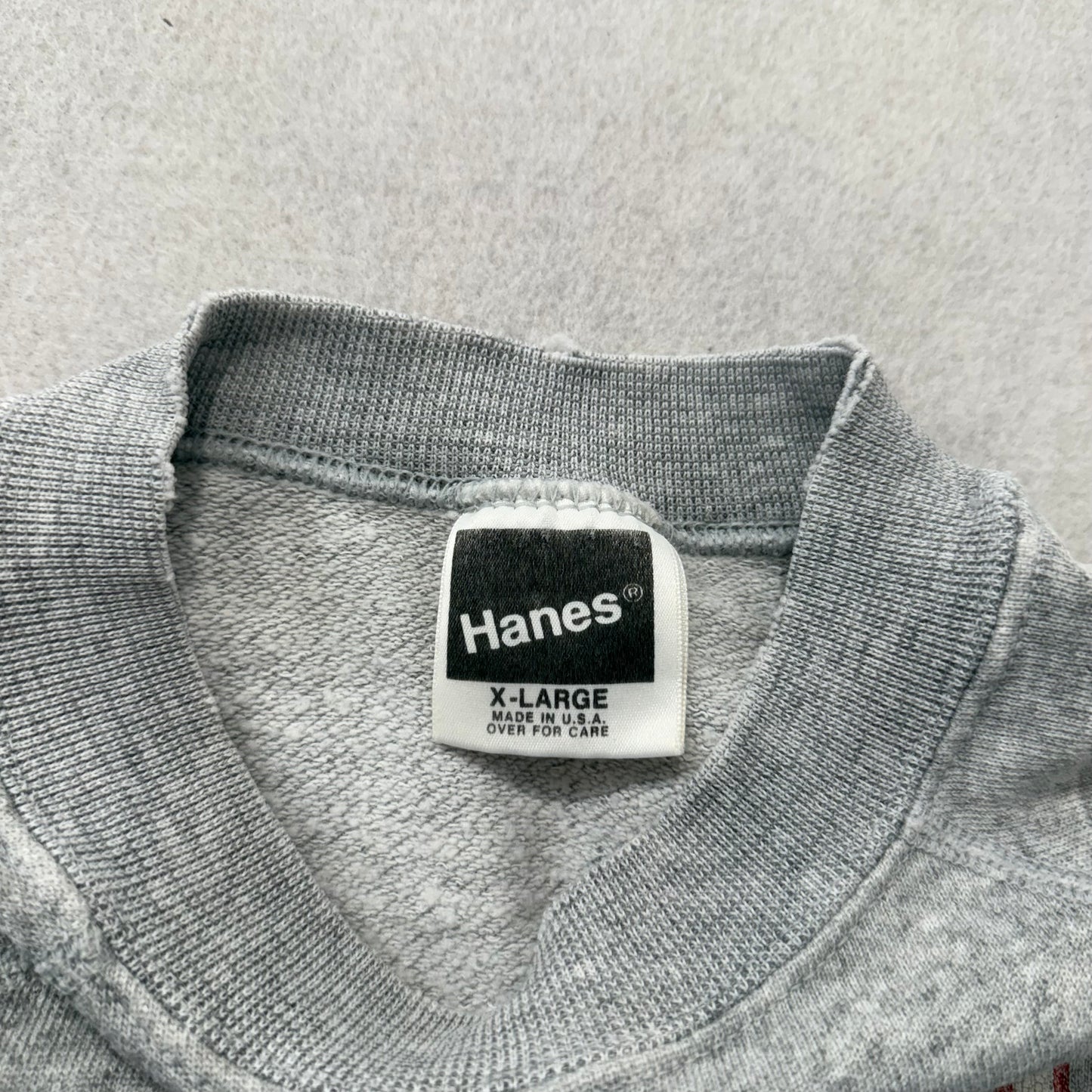 Hanes Men's Heather Gray Acrylic Blend Sweatshirt Long Sleeves Graphic Size XL