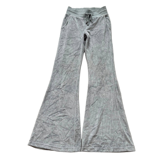 Vintage Juicy Couture Women Gray Velour Flared Leg Track Pants Drawstring Size S