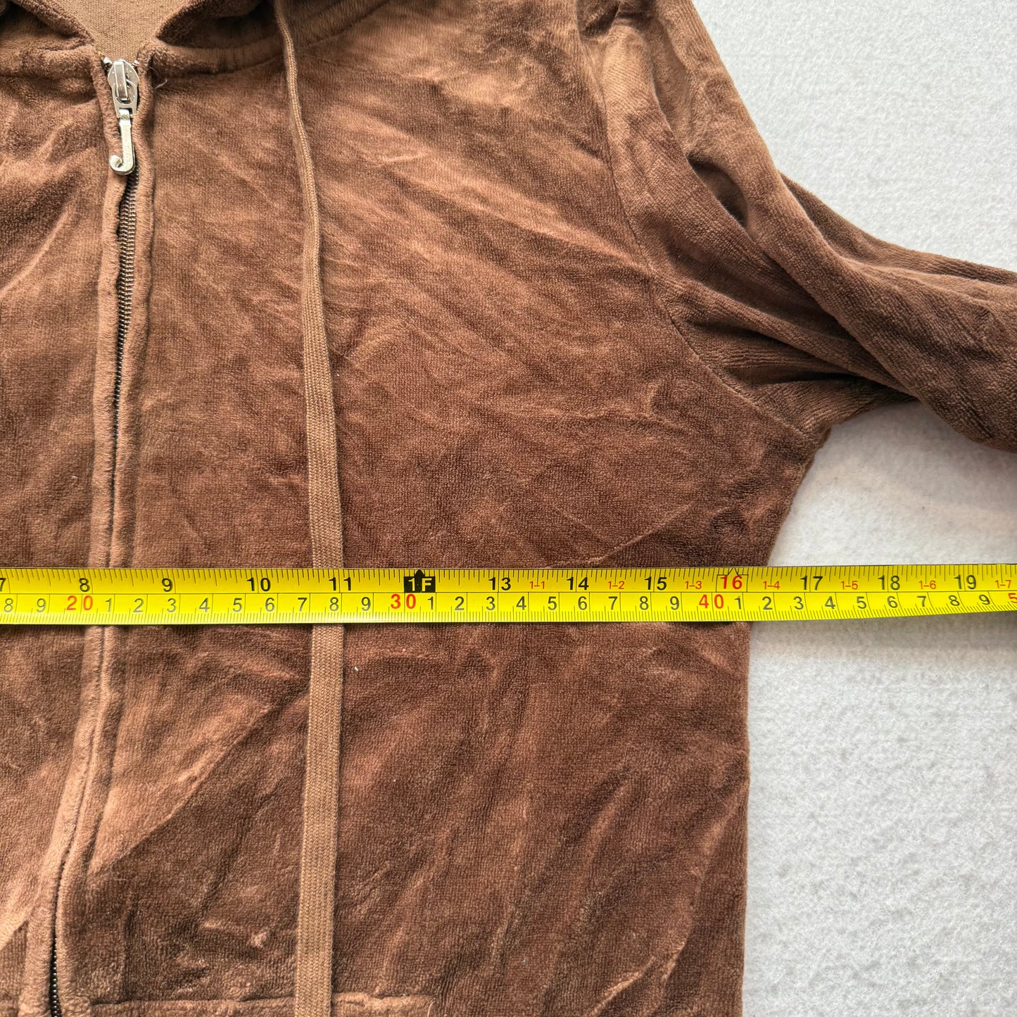 Vintage Juicy Couture Queen of Couture Women's Brown Velour Zip-Up Hoodie Size S
