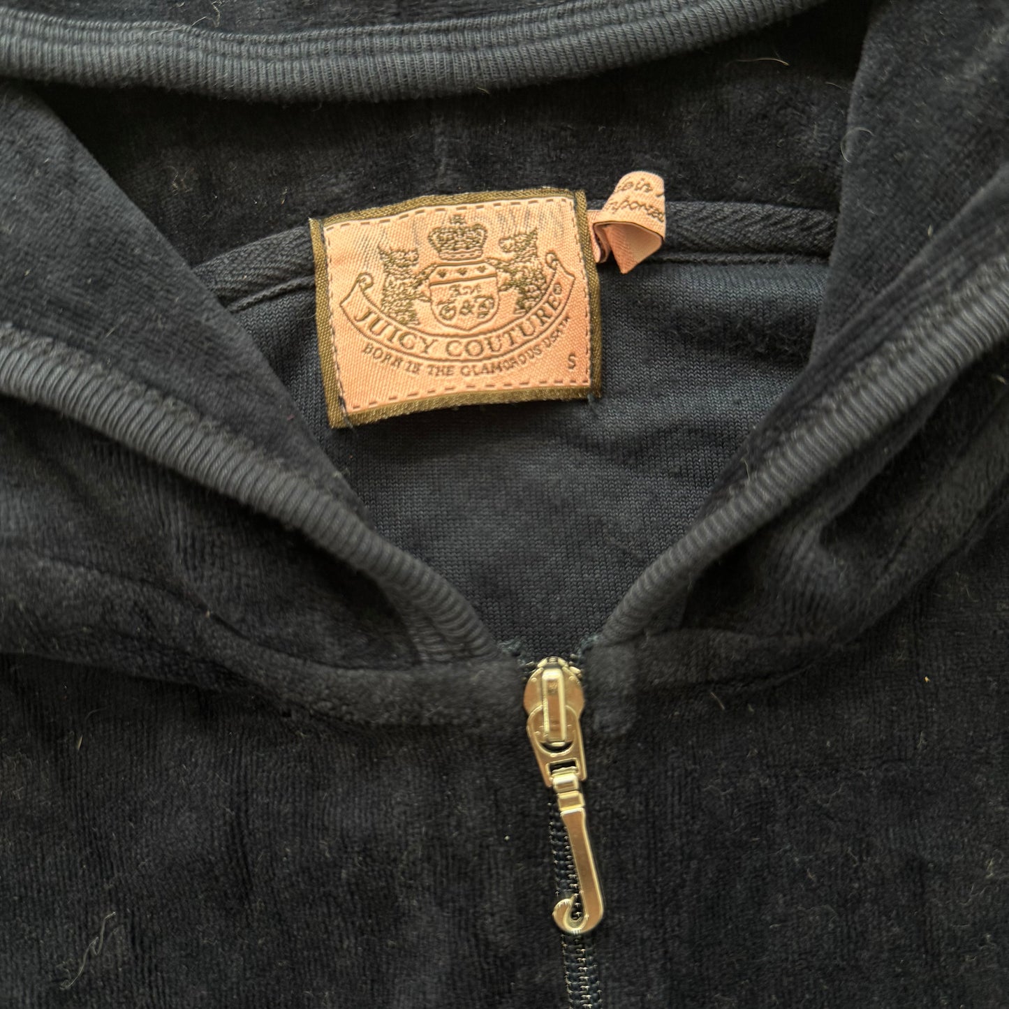 Vintage Juicy Couture “Scottie Dog” Women's Navy Velour Full Zip Hoodie Size S