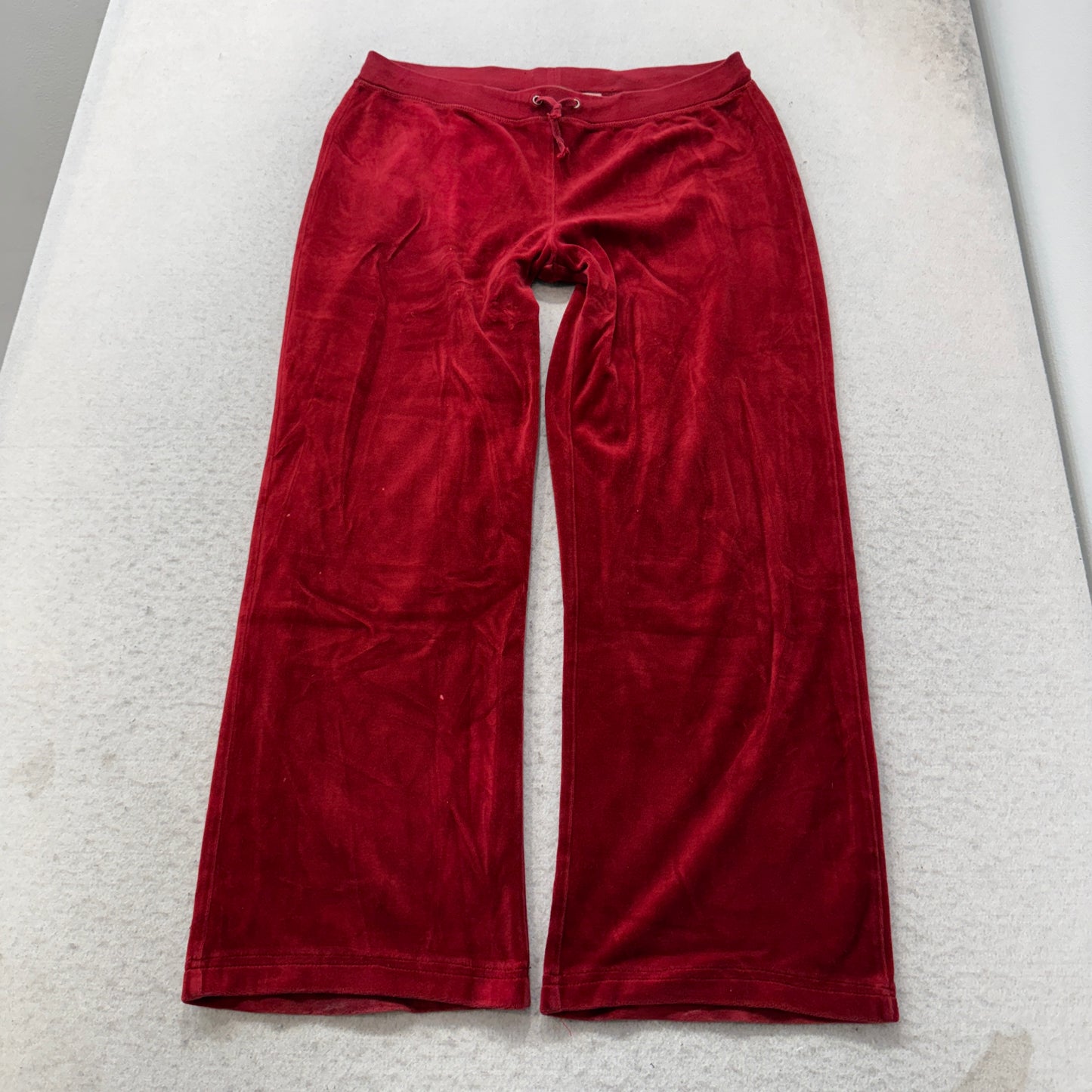 Juicy Couture Women's Red Velour Tracksuit Set Hoodie & Flared Pant Size M