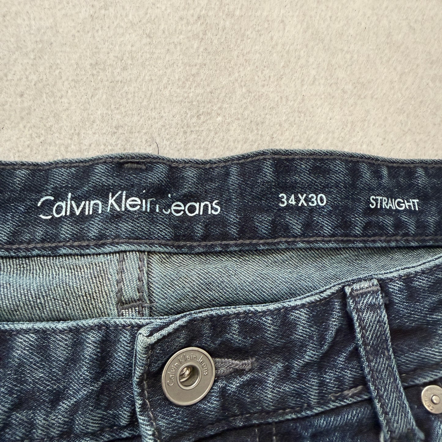 Calvin Klein Men's Blue Straight Fit Denim Jeans Classic Pockets Y2K Size 34x30