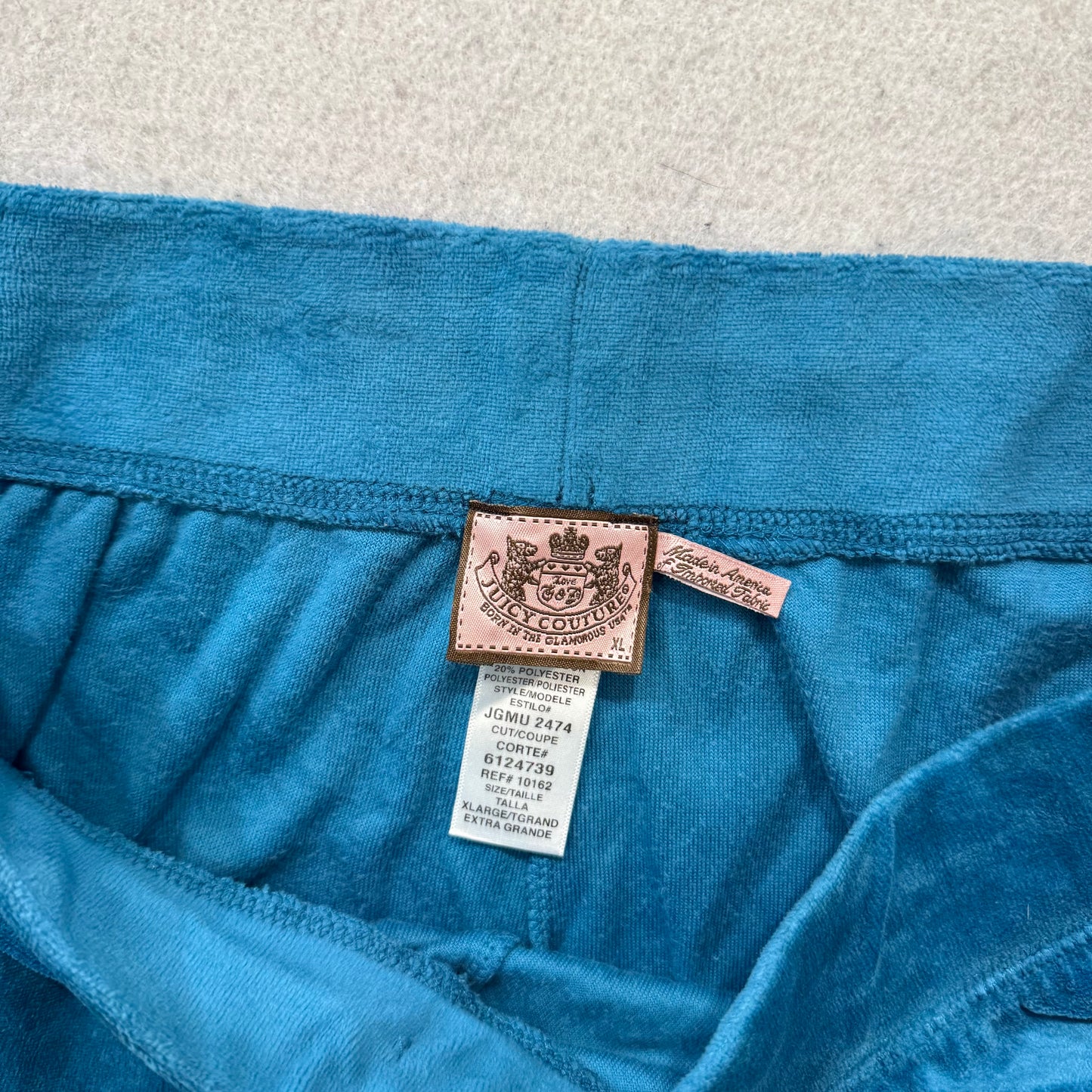 Juicy Couture Women's Teal Blue Velour Flared Leg Track Pant Loungewear Size XL