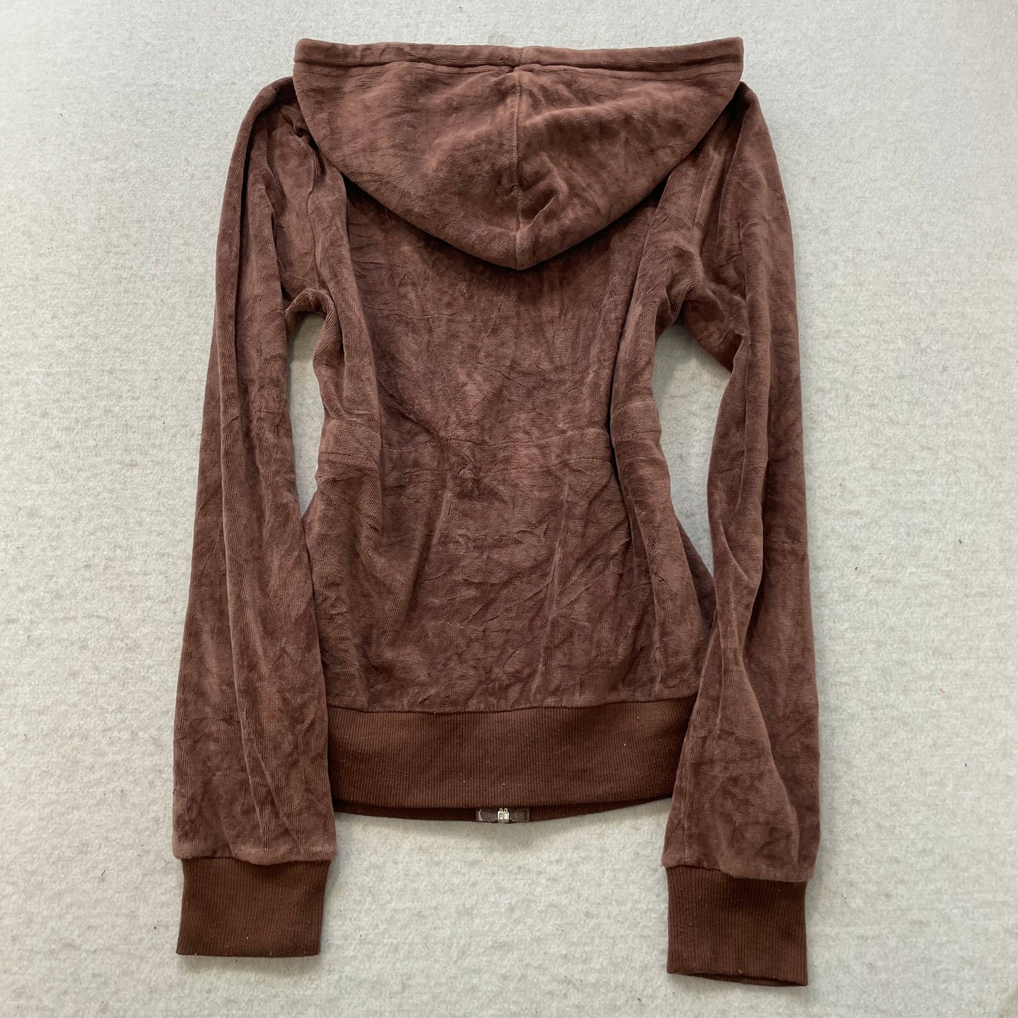 Vintage Juicy Couture Women's Brown Velour Zip-Up Hoodie Loungewear Y2k Size S