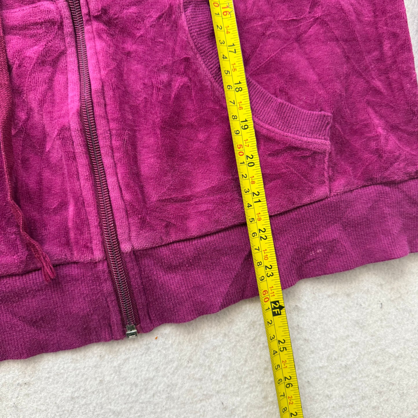 Juicy Couture Women's French Plum Velour Zip Up Hoodie Loungewear Preppy Size XL