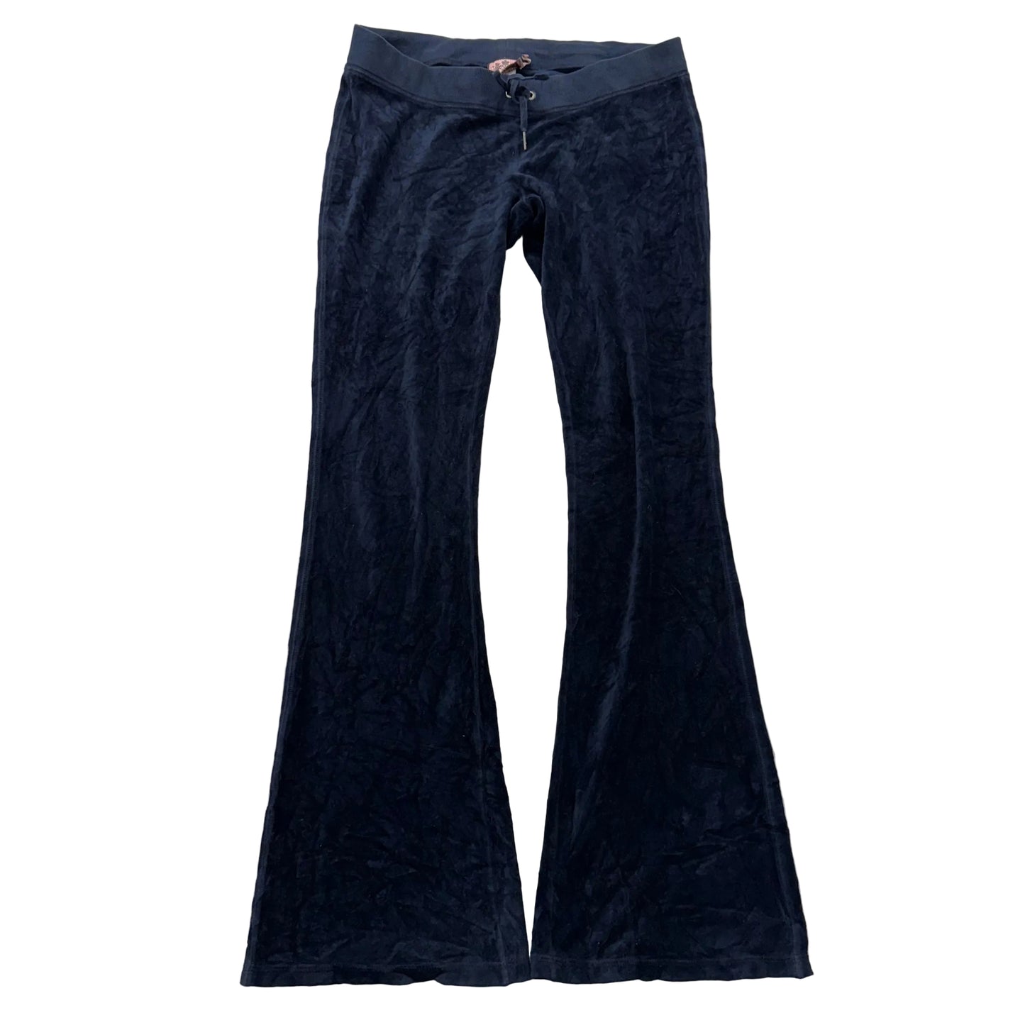Vintage Juicy Couture Women's Navy Velour Flared Track Pants Loungewear Size L