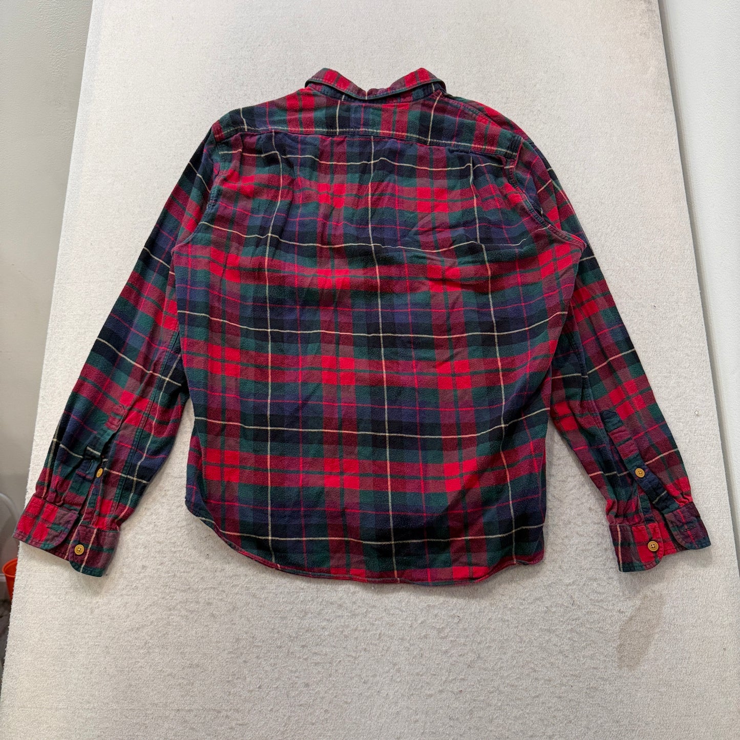 J.Crew Mens Red Blue Plaid Flannel Shirt Button Down Long Sleeve Classic Size XL