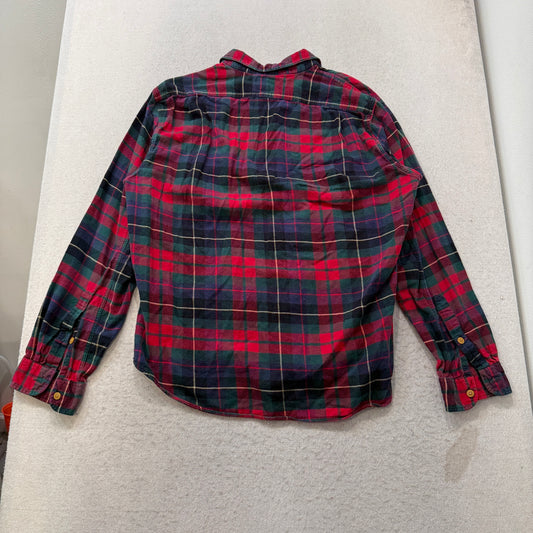 J.Crew Mens Red Blue Plaid Flannel Shirt Button Down Long Sleeve Classic Size XL