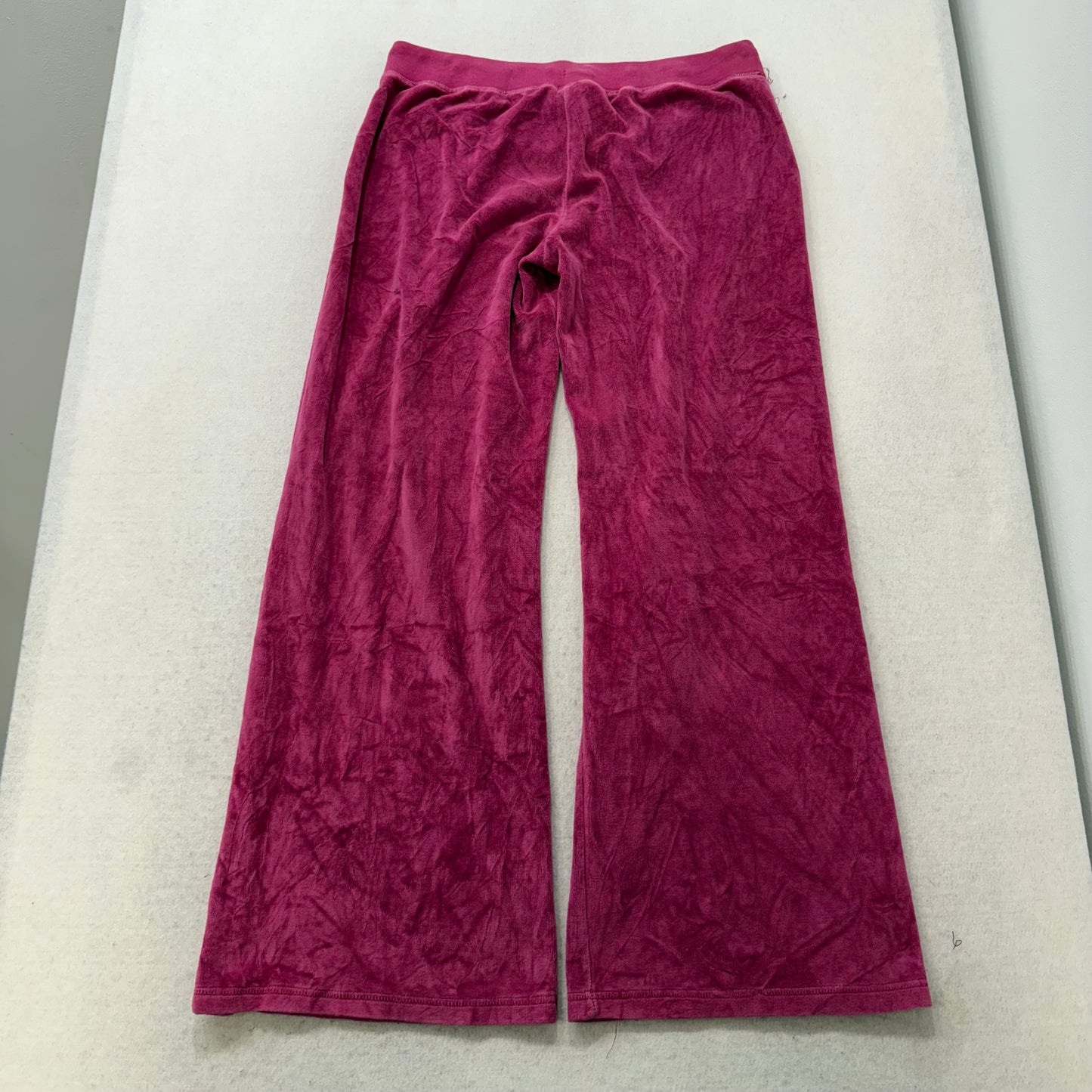 Vintage Juicy Couture Women's Raspberry Velour Flared Track Pant Pockets Size L