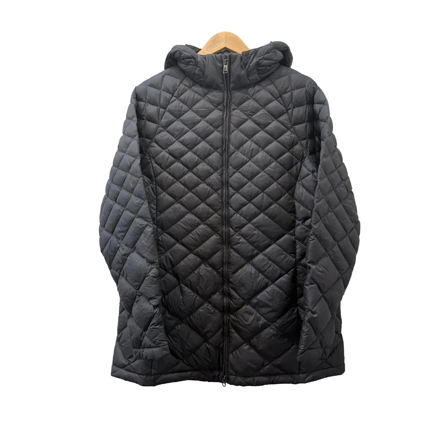 The North Face Women's Gray Diamond Quilted Zip Up Parka Jacket Logo Size XL