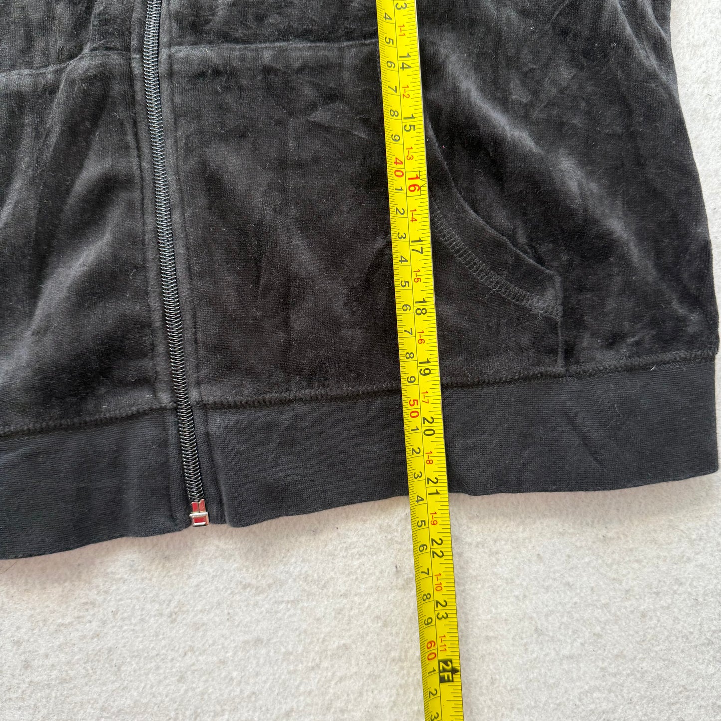 Vintage Juicy Couture Women's Jet Black Velour Full Zip Track Jacket Y2K Size L