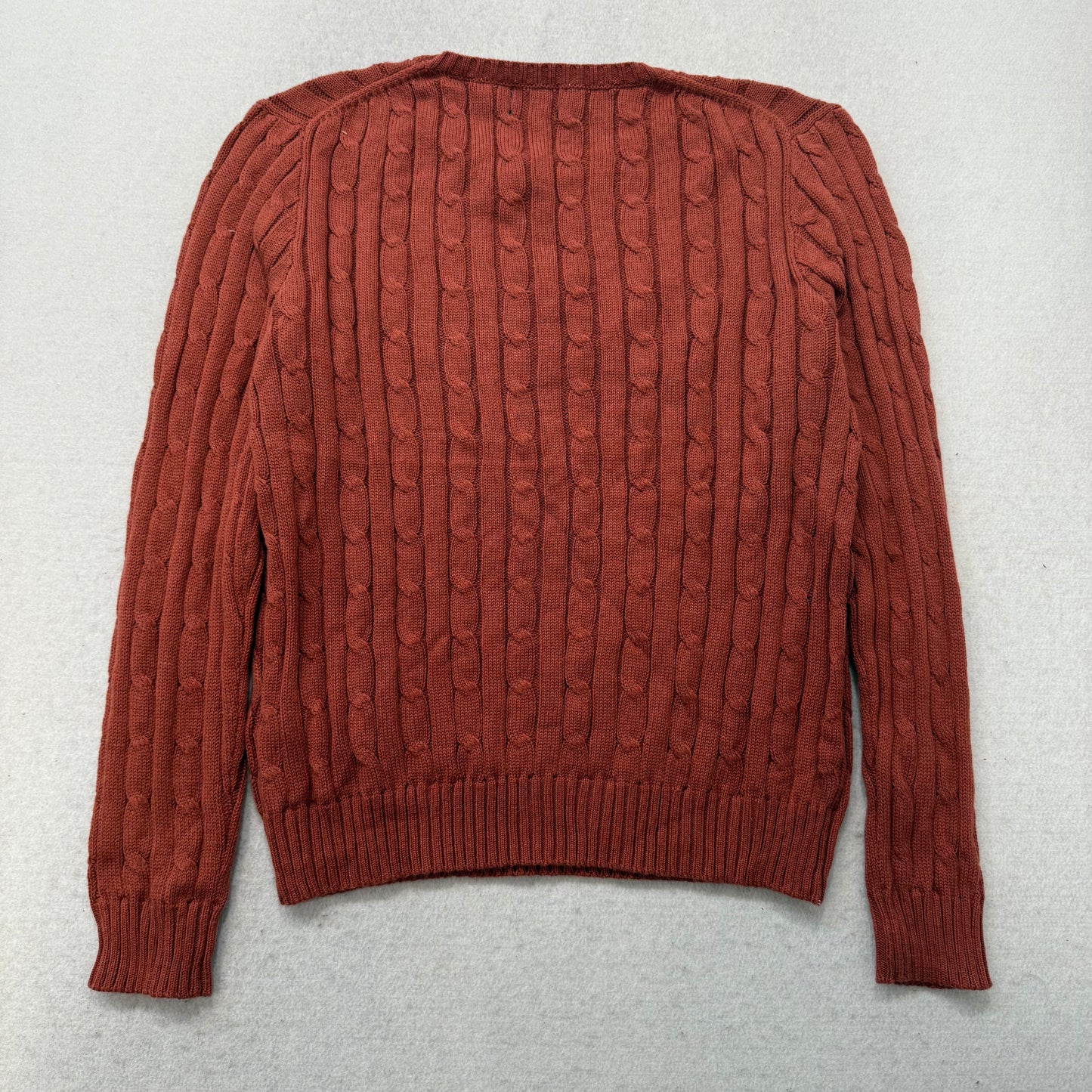 Polo Ralph Lauren Men's Terracotta Cable-Knit Sweater Crewneck Logo Size M NWT
