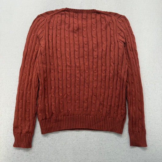 Polo Ralph Lauren Men's Terracotta Cable-Knit Sweater Crewneck Logo Size M NWT