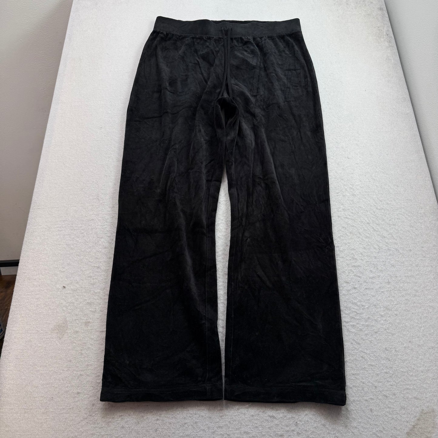 Vintage Juicy Couture Womens Black Velour Tracksuit Set Hoodie & Pant Y2k Size L