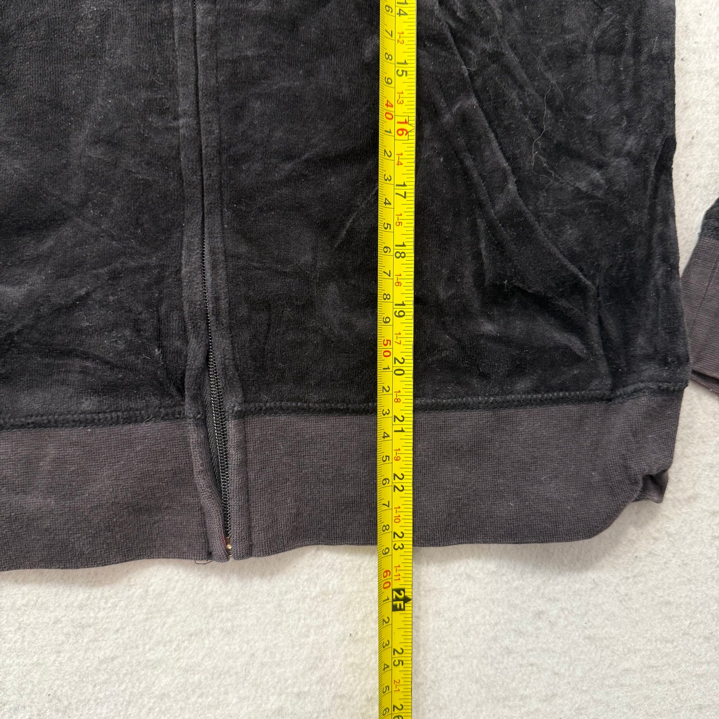 Juicy Couture Los Angeles Women's Black Velour Zip-Up Hoodie Crest logo Size L