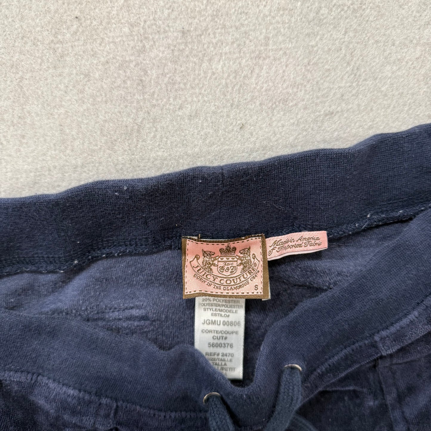 Vintage Juicy Couture Women's Navy Velour Flared Track Pant Flap Pockets Size S