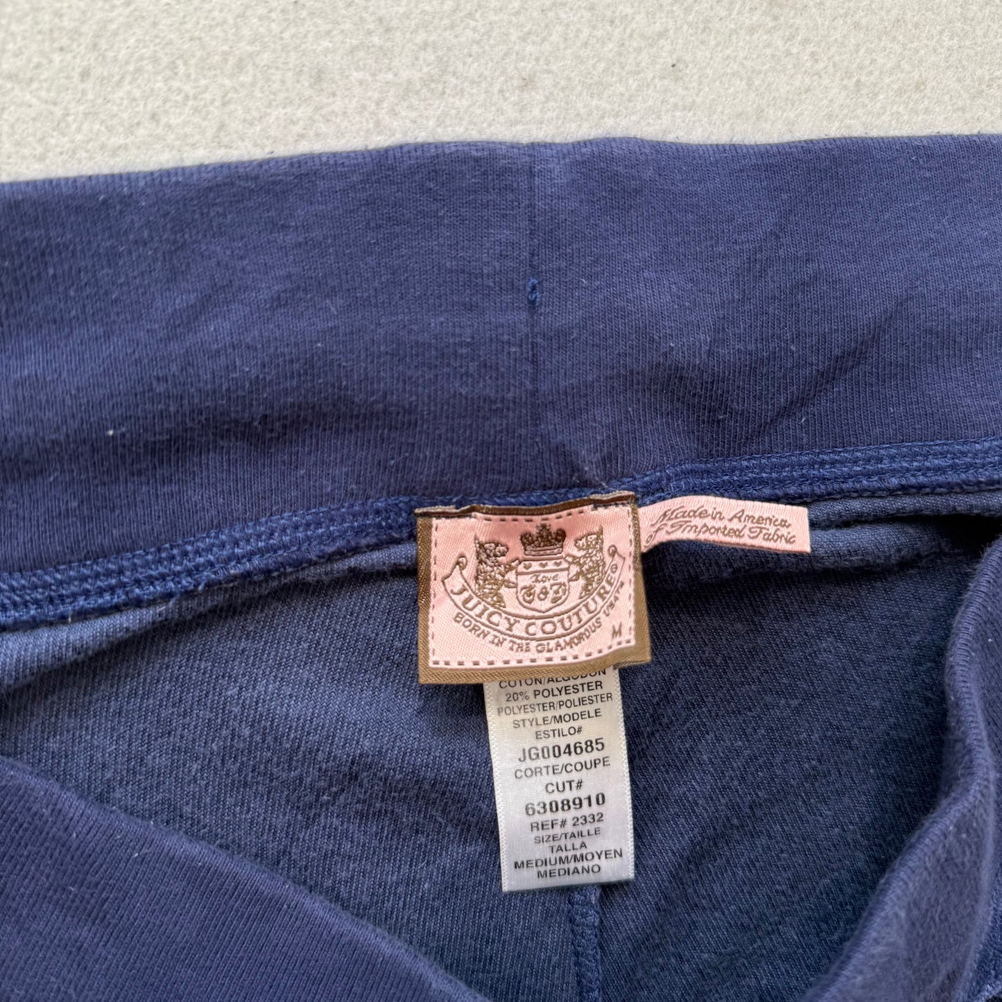 Juicy Couture Women's Navy Velour Flared Leg Track Pant Rhinestones Logo Size M