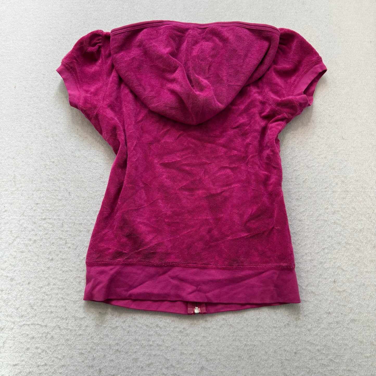 Juicy Couture Women's Hot Pink Terry Cloth Zip-Up Hoodie Short Sleeve Size M
