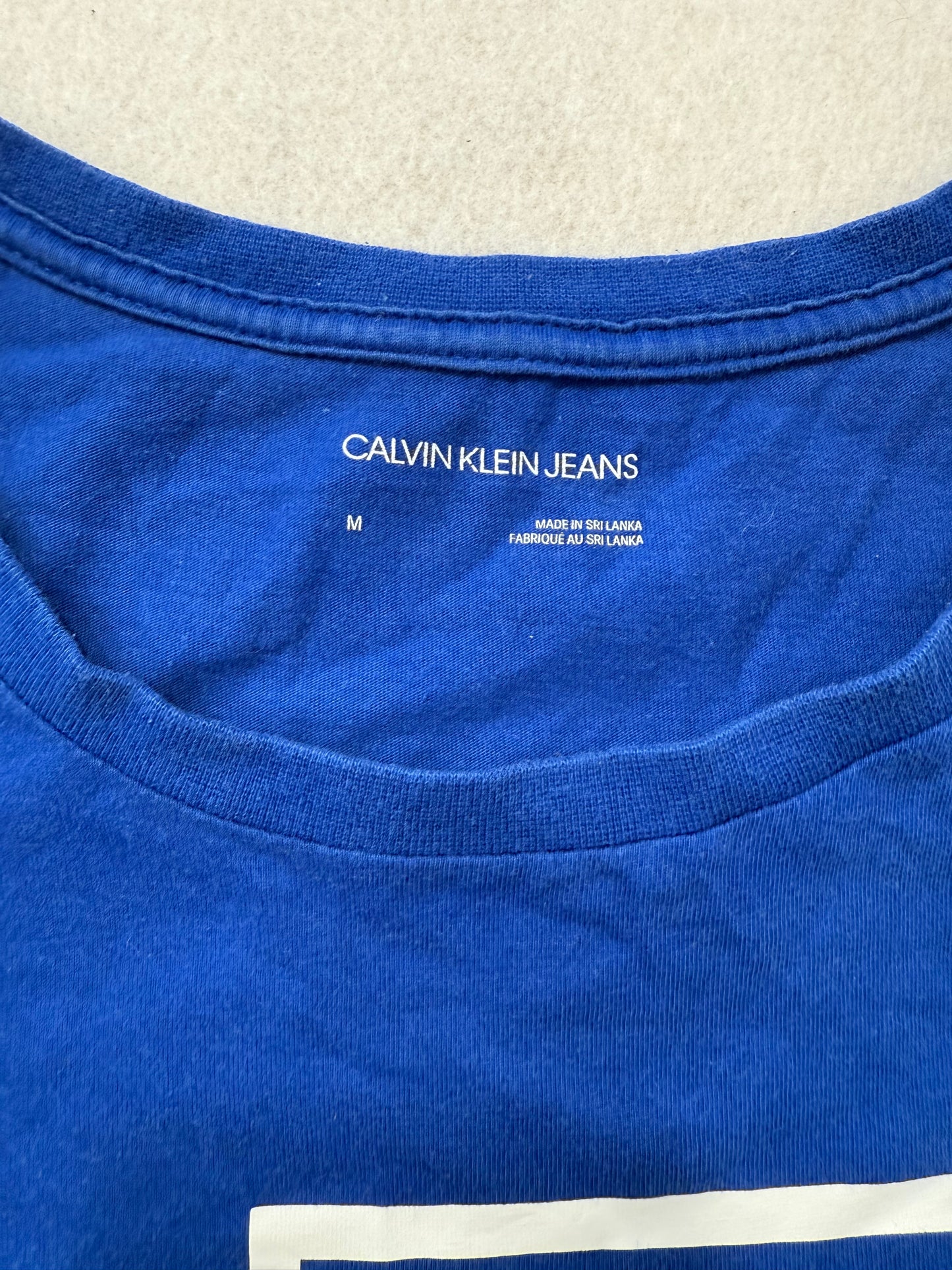 Calvin Klein Jeans Royal Blue Cotton T-Shirt Short Sleeves Crewneck Logo Size M