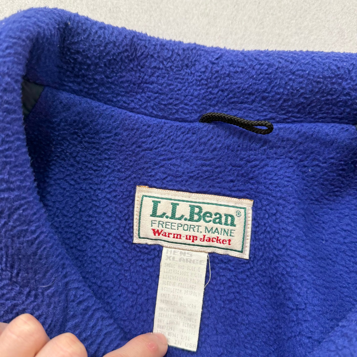 Vintage L.L. Bean Men's Red Blue Fleece Lined Warm-Up Bomber Jacket Size XL