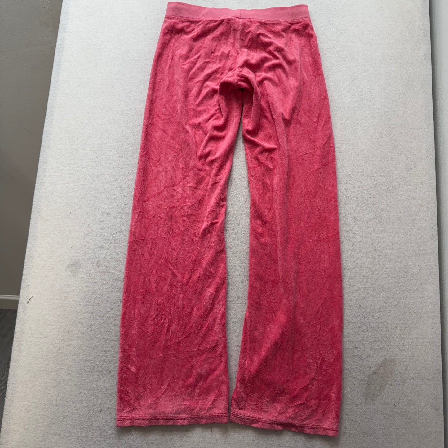 Vintage Juicy Couture Women's Candy Pink Terrycloth Flared Track Pant Y2K Size S