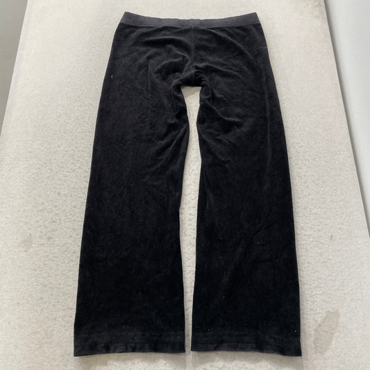 Juicy Couture Women's Black Velour Track Pant Drawstring Rhinestone Logo Size M