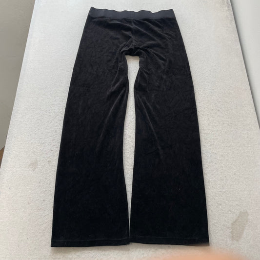 Juicy Couture Black Label Women Black Velour Flared Track Pant Drawstring Size M