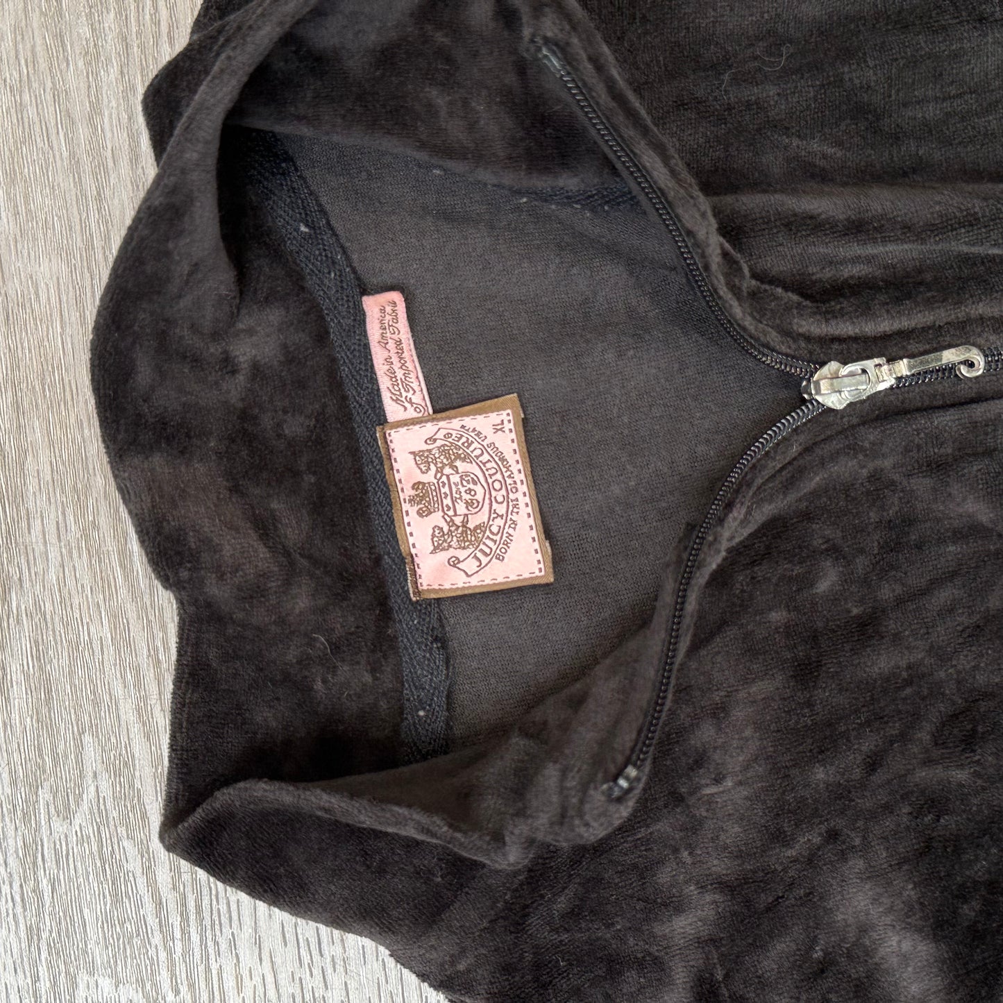 Juicy Couture Womens Charcoal Gray Velour Zip-Up Track Jacket Loungewear Size XL