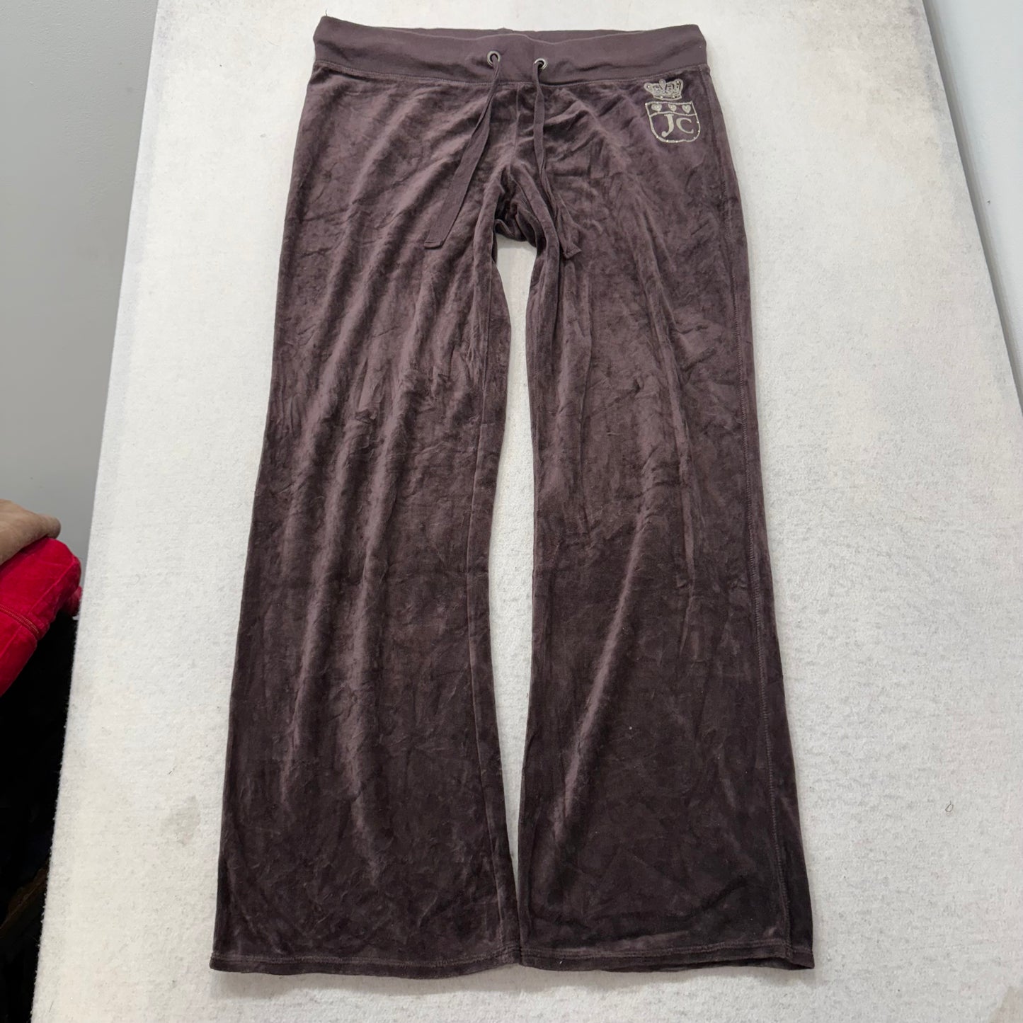 Juicy Couture Womens Dark Brown Velour Tracksuit Set Hoodie & Pant Logo Size M/L