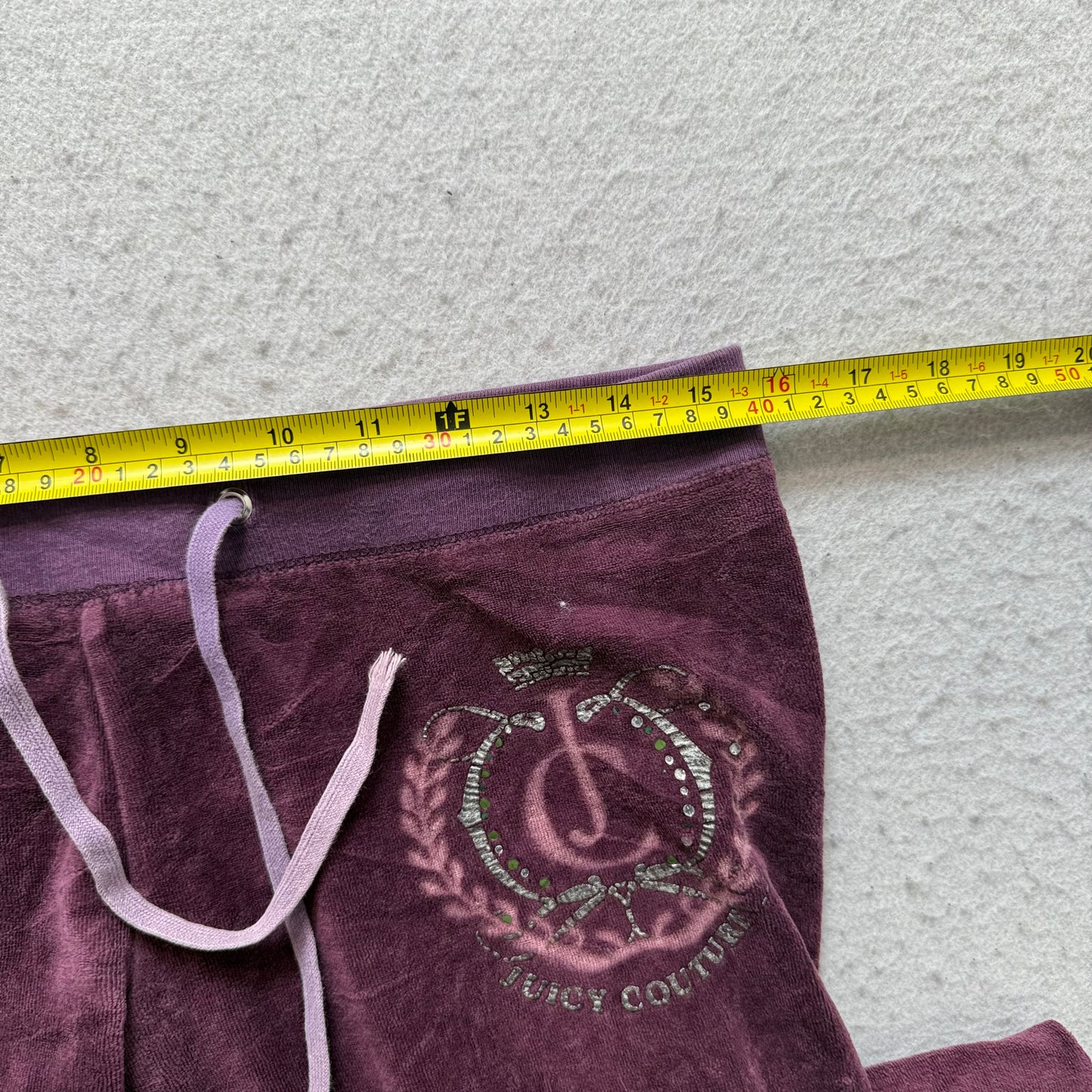 Juicy Couture Women's Plum Velour Flared Track Pants Drawstring Y2K Logo Size XL