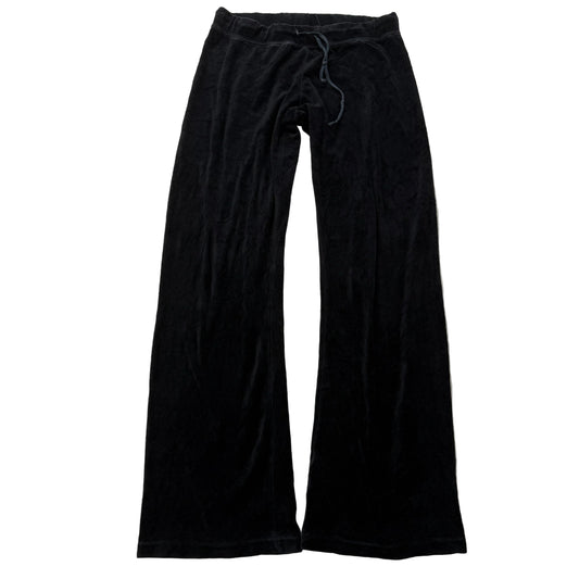 Vintage Juicy Couture Women's Black Velour Flared Track Pant Loungewear Size L