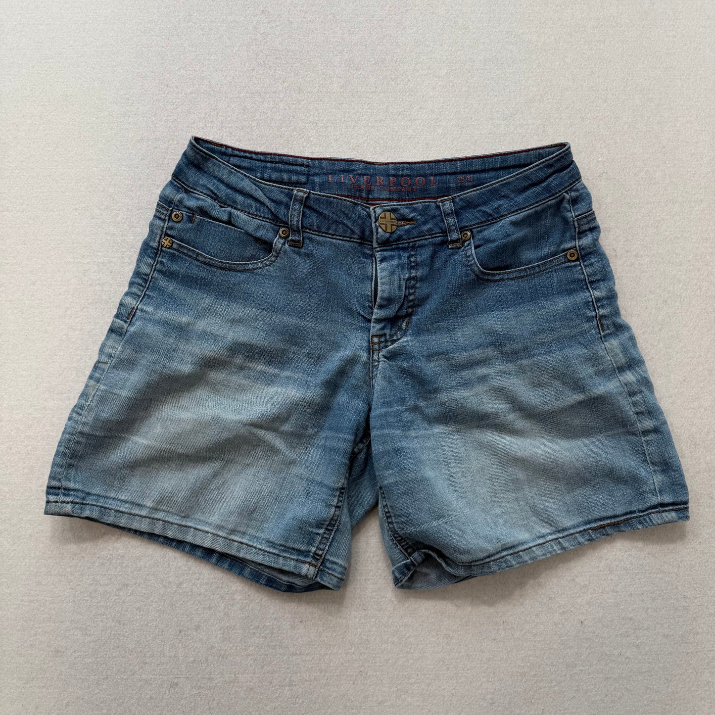Liverpool Blue Denim Shorts Size 25/0 Cotton Blend Made in China