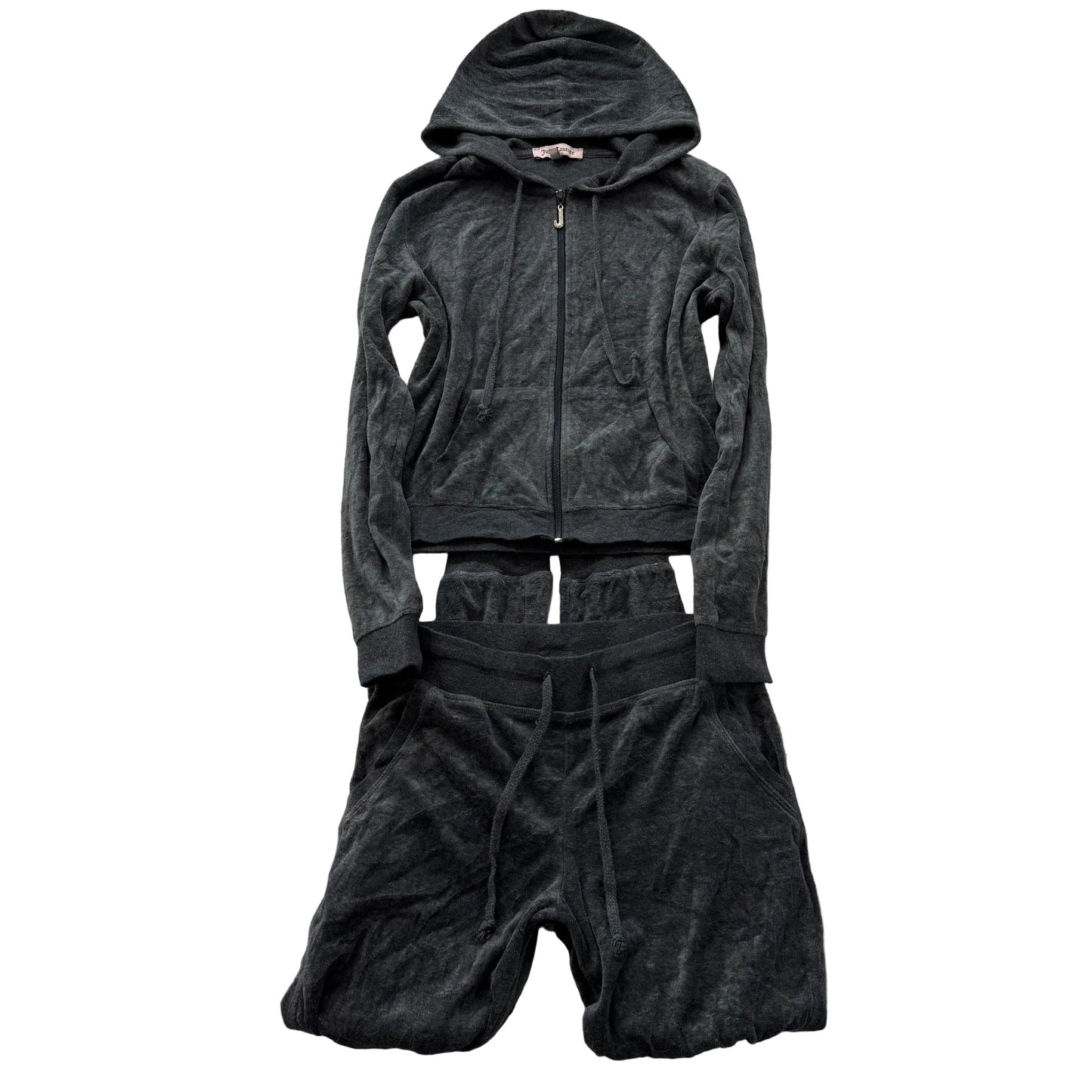 Juicy Couture Women's Charcoal Zip Up Hoodie & Track Pants Tracksuit Set Size S