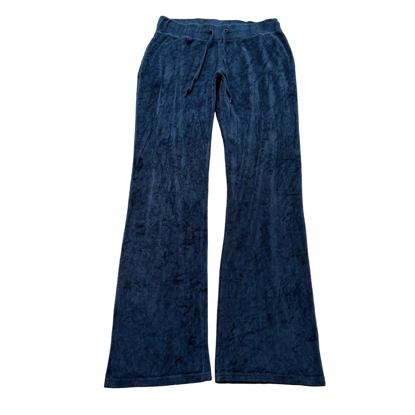 Vintage Juicy Couture Womens Navy Blue Velour Flare Track Pant Drawstring Size S